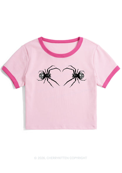 Skull Spider Y2K Ringer Tee Cherrykitten