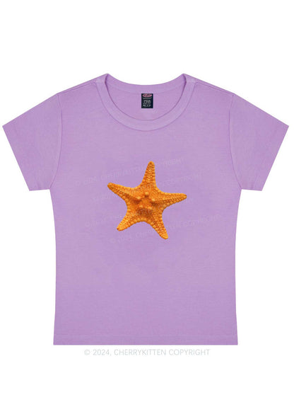 Curvy Yellow Starfish Y2K Baby Tee Cherrykitten