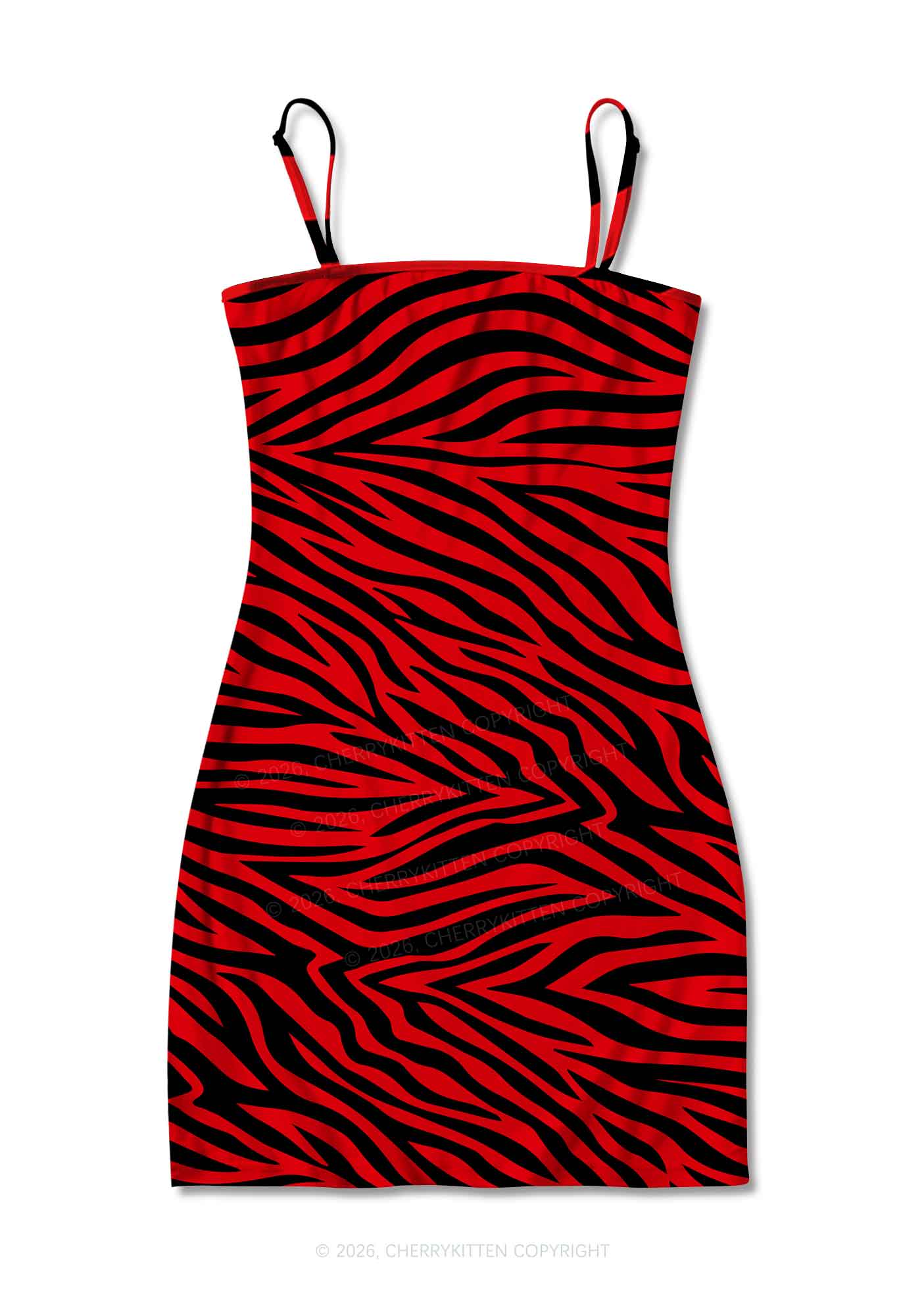 Halloween Red Zebra Stripe Y2K Print Slip Dress Cherrykitten