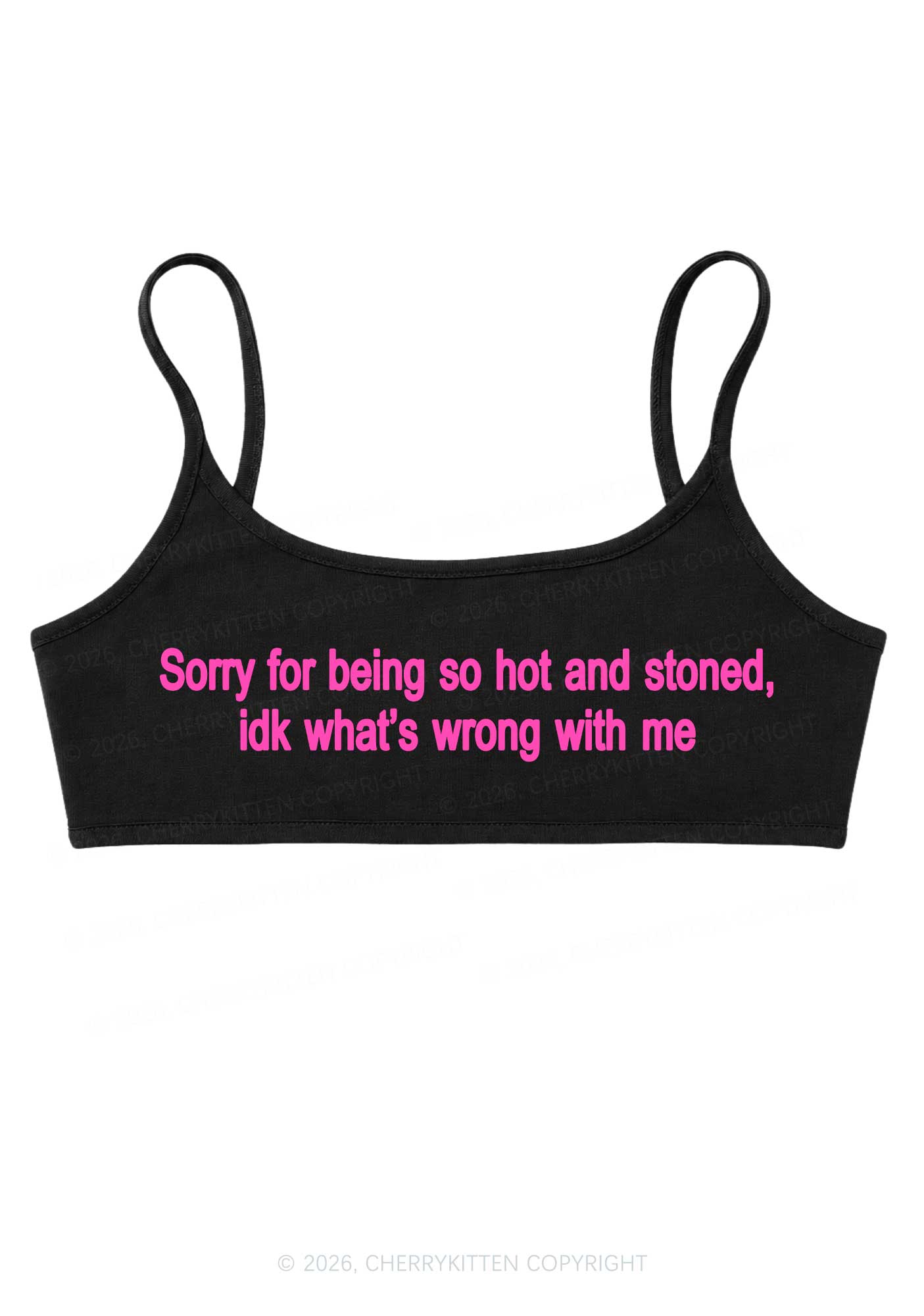 Sorry For Being Hot And Stoned Y2K Super Crop Cami Cherrykitten