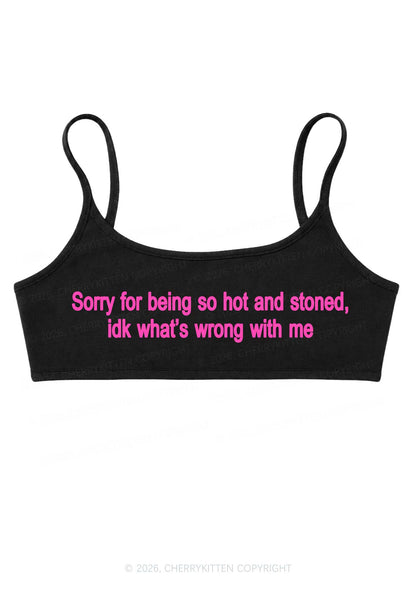 Sorry For Being Hot And Stoned Y2K Super Crop Cami Cherrykitten