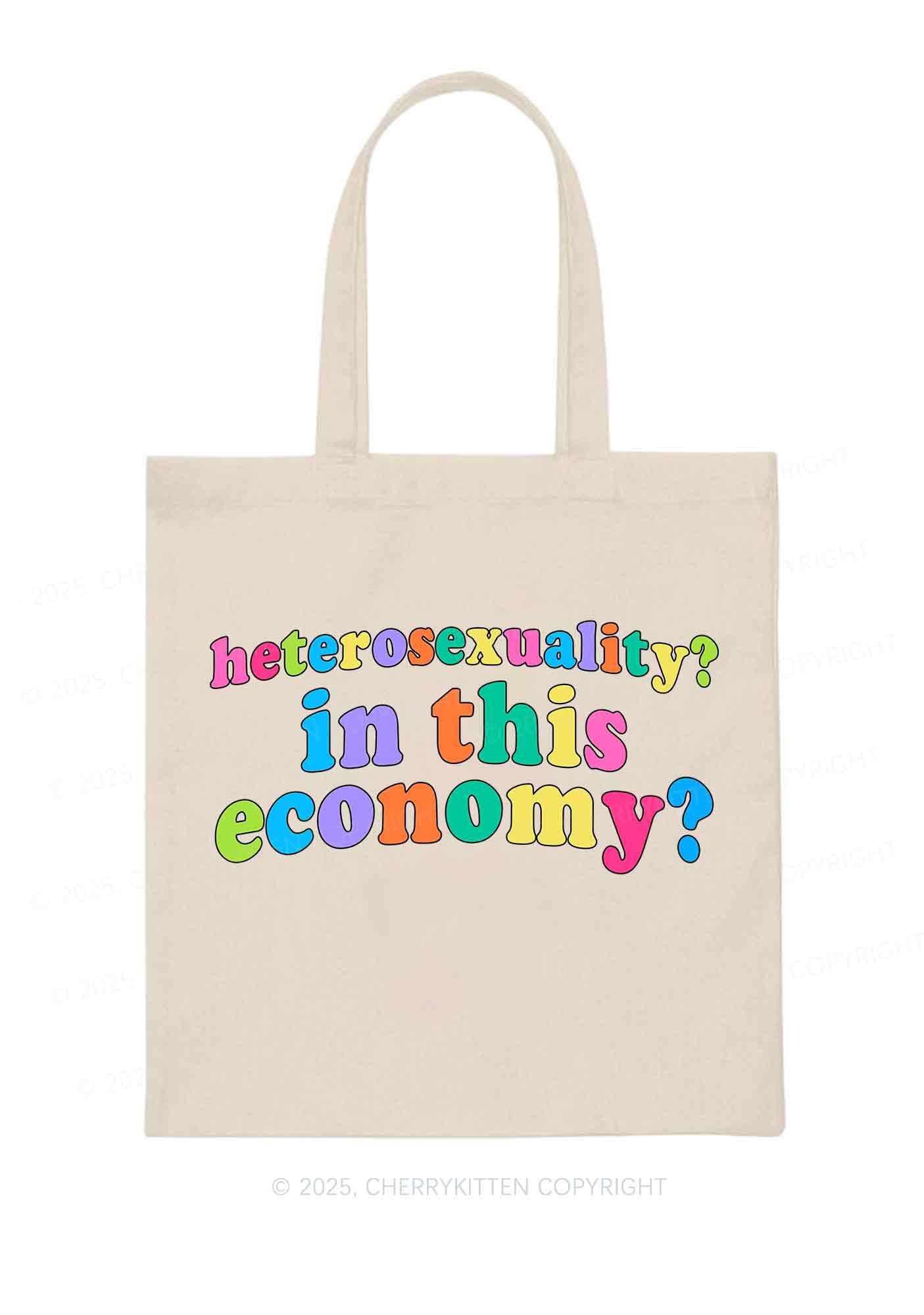Heterosexuality In This Economy Pride Y2K Canvas Tote Bag Cherrykitten