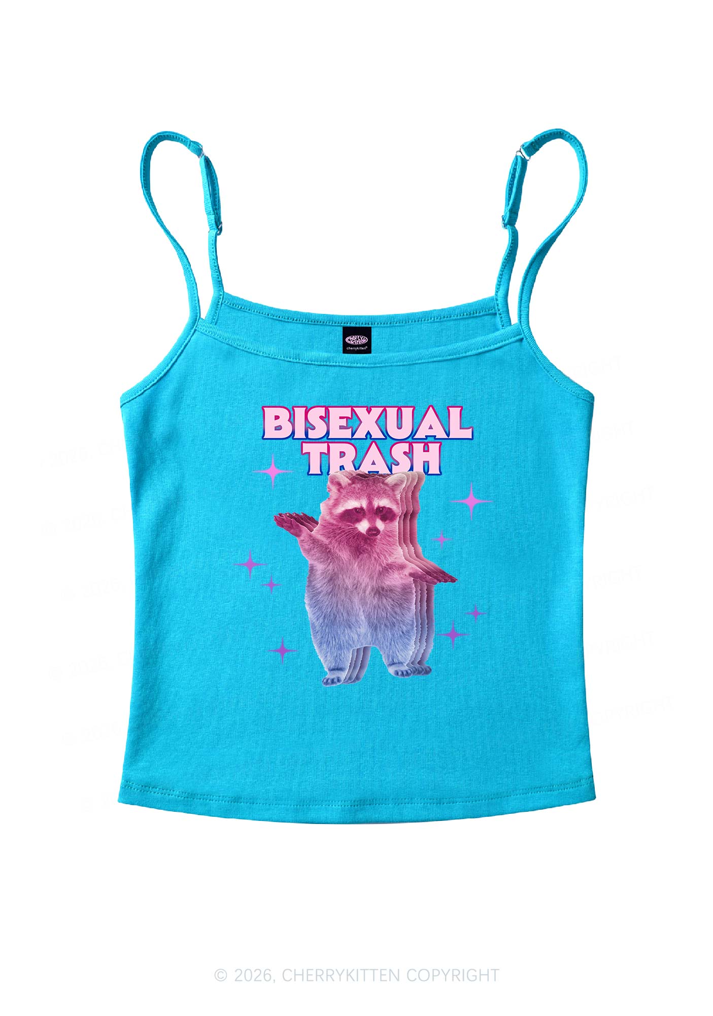 Bisexual Trash Raccoon Pride Y2K Spaghetti Strap Cami Cherrykitten