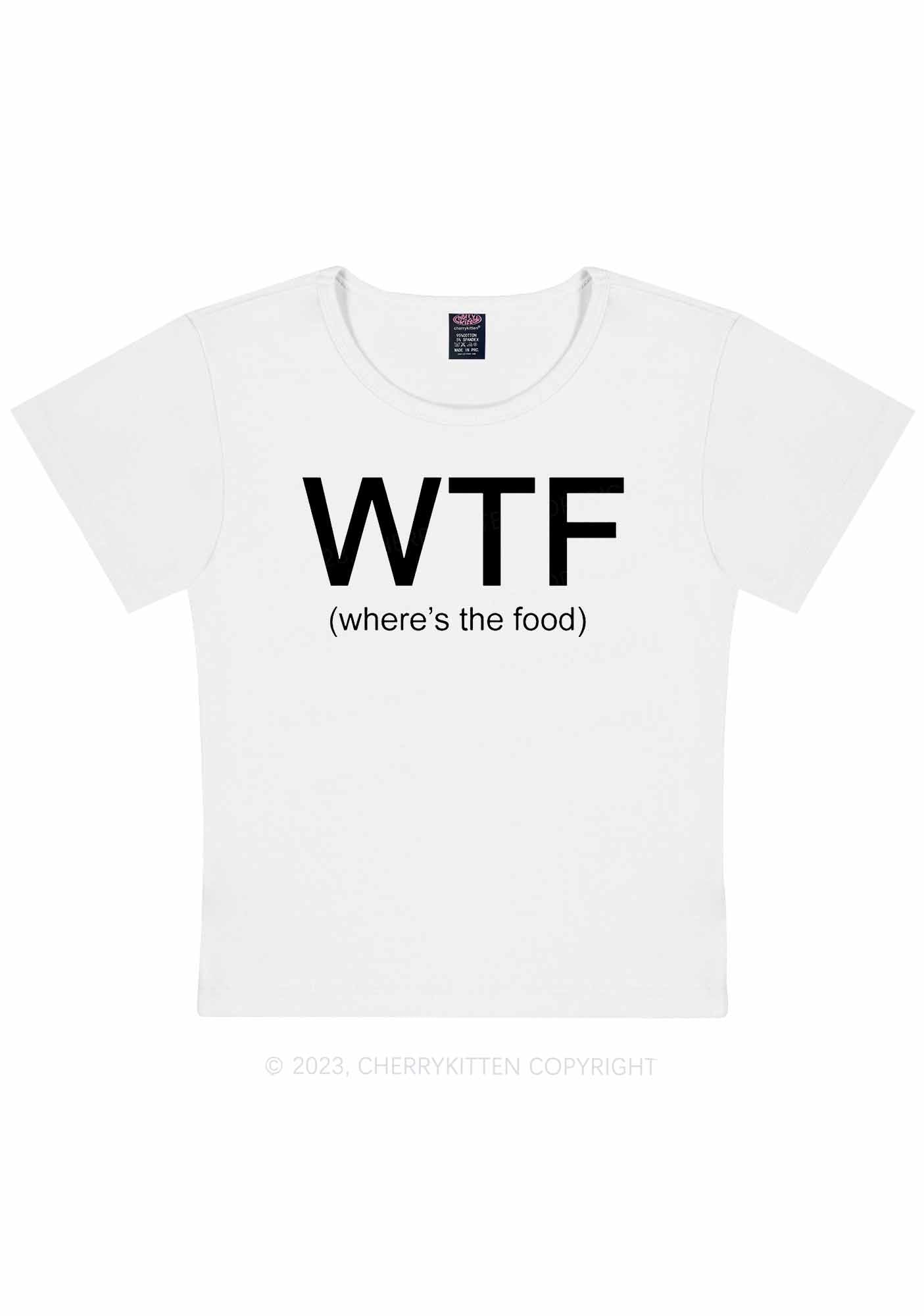 Curvy Where's The Food Y2K Baby Tee Cherrykitten