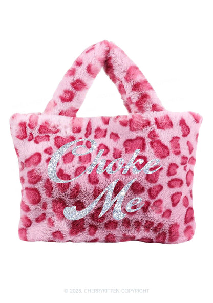 Glitter Choke Me Y2K Plush Leopard Handbag Cherrykitten