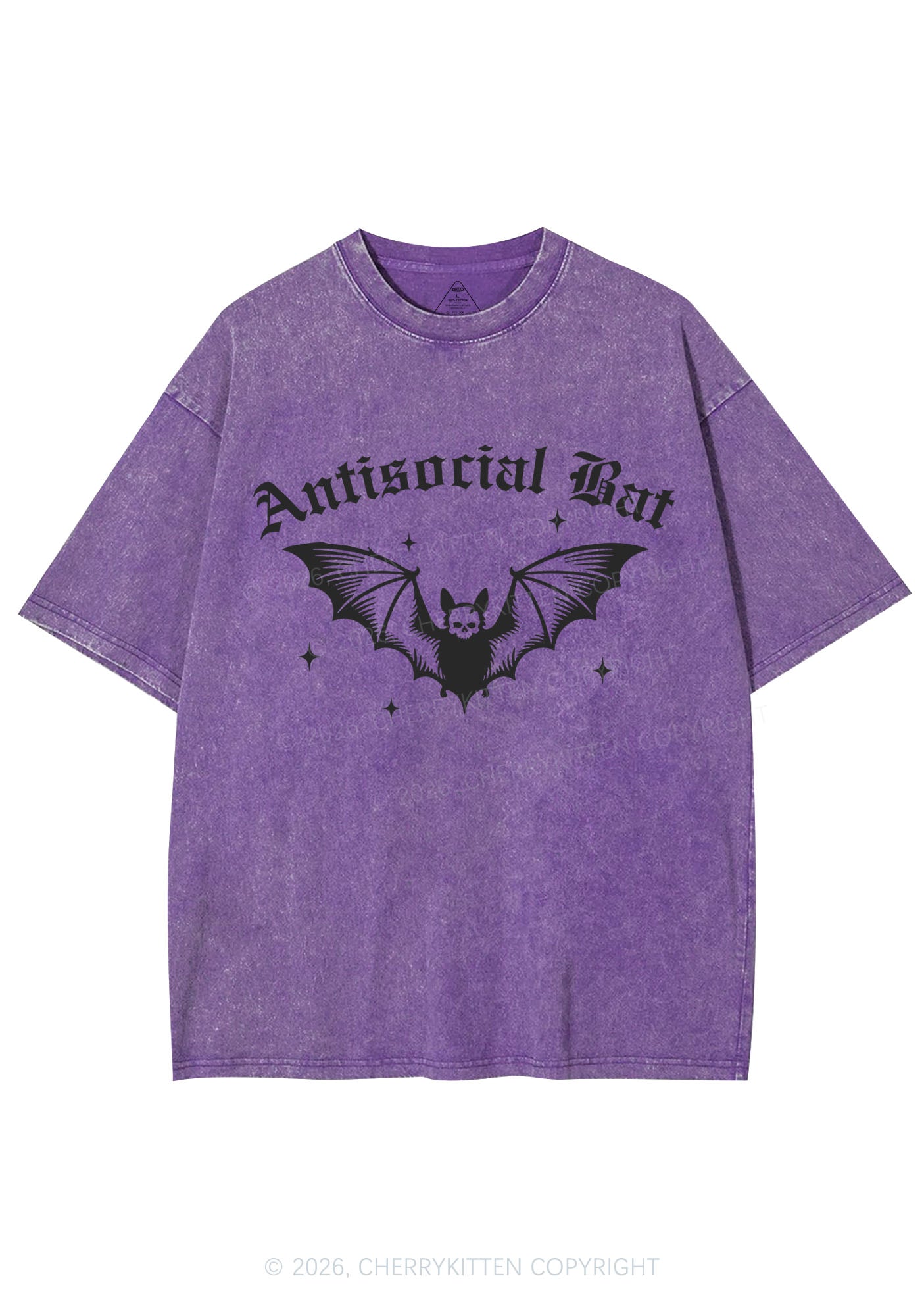 Halloween Antisocial Bat Y2K Shirts Washed Tee Cherrykitten