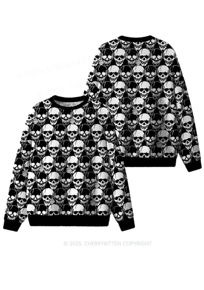 Fxck Skulls Y2K Christmas Knit Sweatshirt Cherrykitten