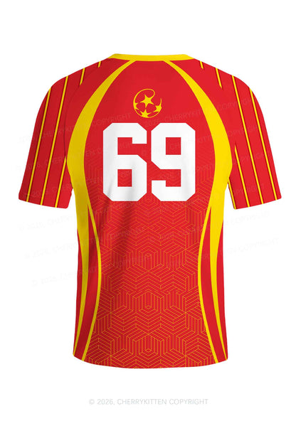 Custom Red Yellow Geometric Y2K Football Jersey Shirts Cherrykitten