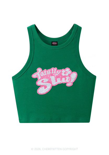 Glitter Totally Slxt Y2K Crop Tank Top Cherrykitten