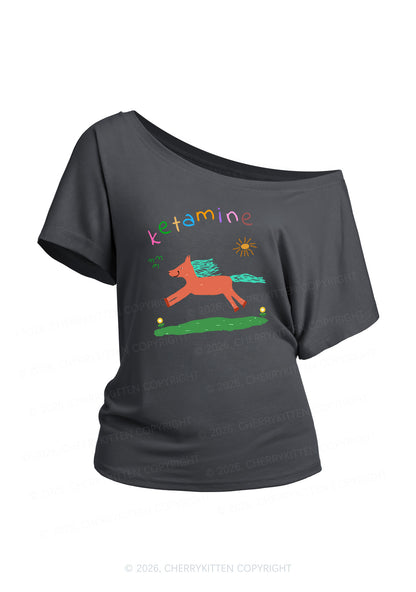 Orange Pony Y2K Off Shoulder Tee Cherrykitten