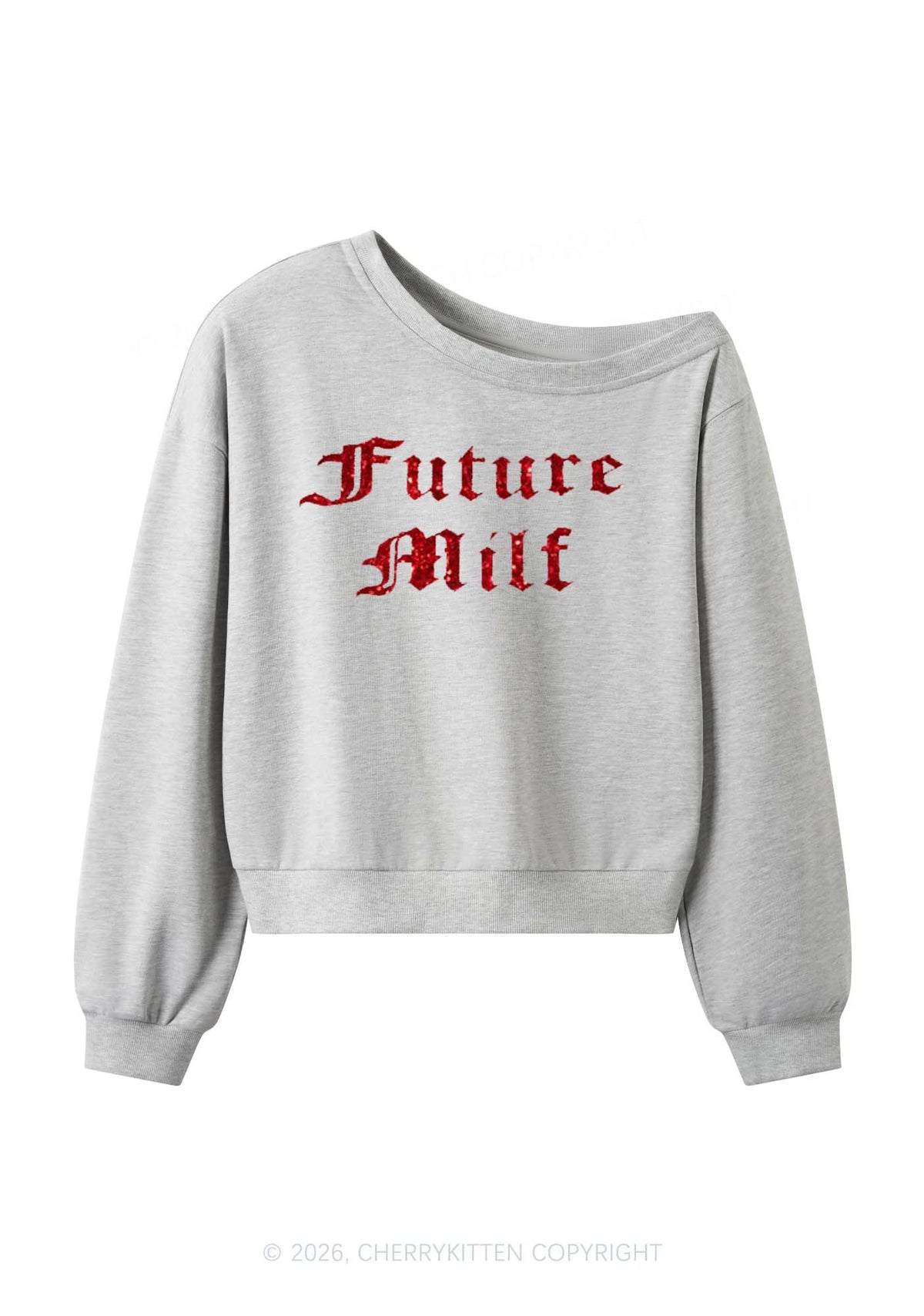 Glitter Future Mxxf Y2K Off Shoulder Sweatshirts Cherrykitten
