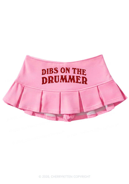 Glitter Dibs On The Drummer Y2K Mini Pleated Skirts Cherrykitten