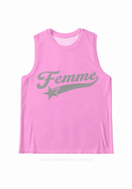 Grey Femme Pride Y2K Mesh Muscle Tank Cherrykitten