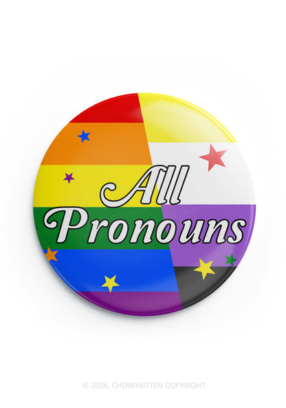 All Pronouns Rainbow Nonbinary Pride 1Pc Y2K Pin Badge Cherrykitten