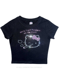 Rhinestone Sorry I Got Lipgloss Y2K Baby Tee Cherrykitten