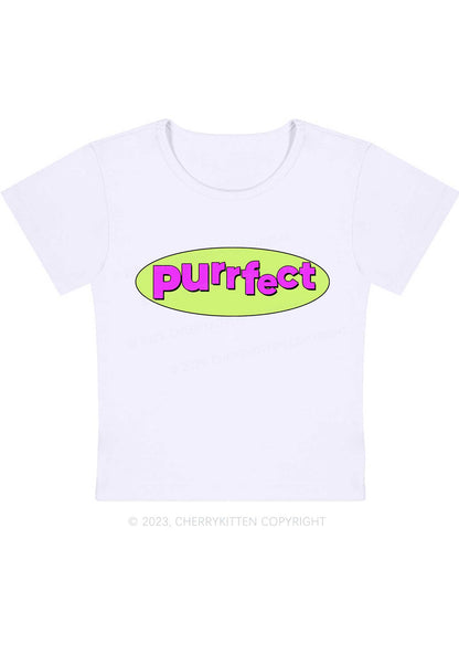 Curvy Fluorescent Purple Purrfect Baby Tee Cherrykitten