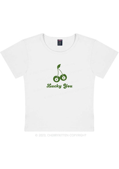 Lucky Eight St Patricks Y2K Baby Tee Cherrykitten