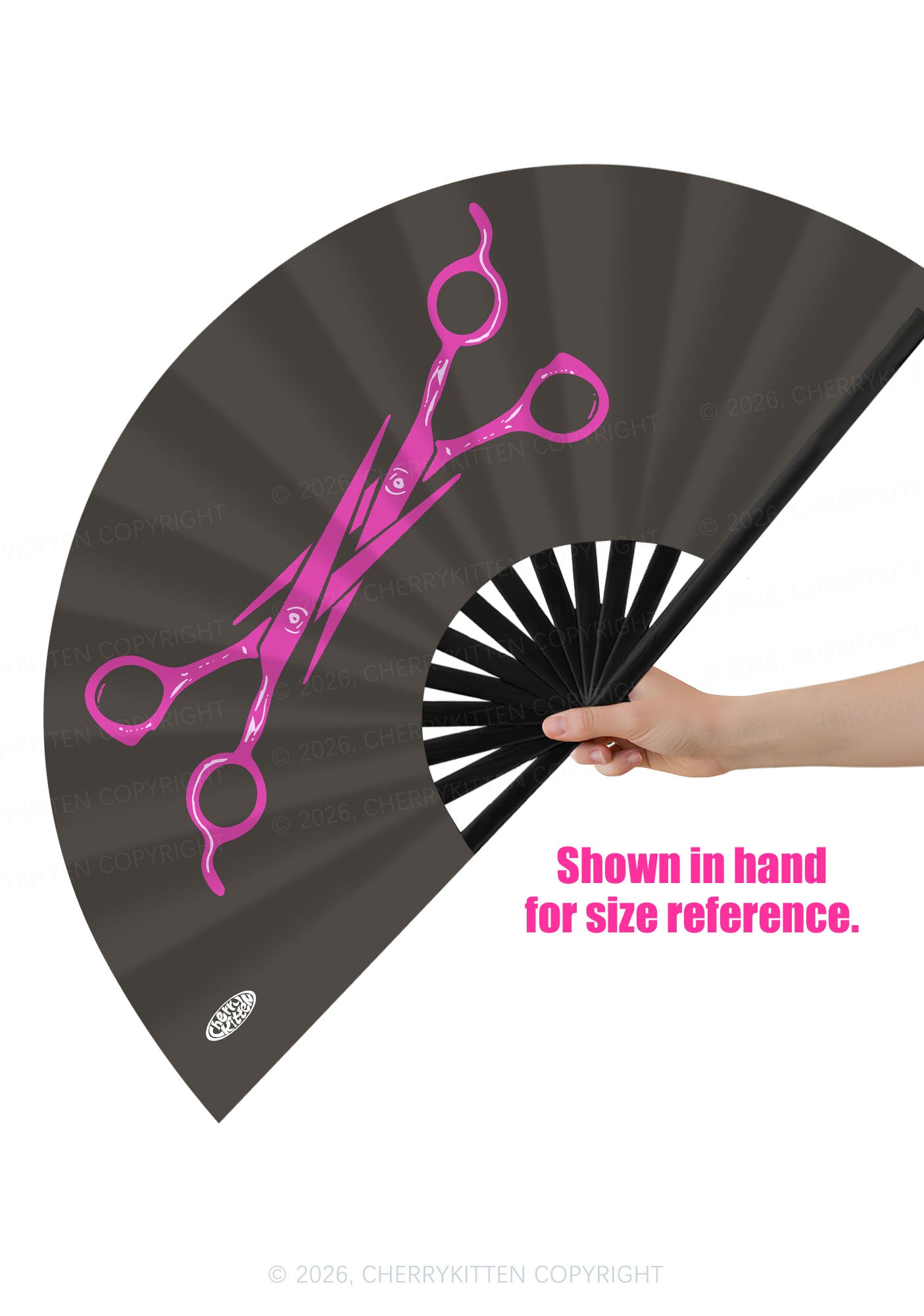 Pink Scissors Pride Y2K Rave Hand Fan Cherrykitten
