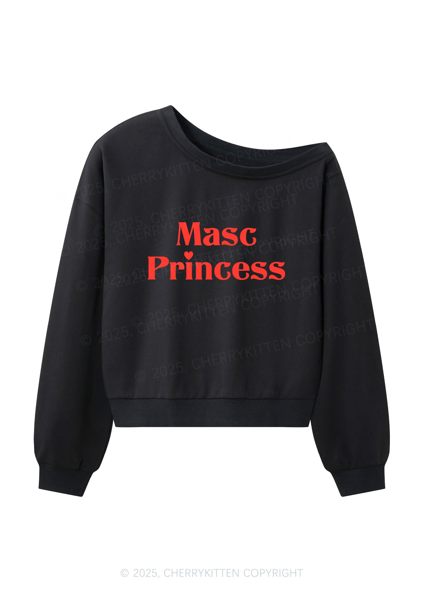 Masc Princess Pride Y2K Off Shoulder Sweatshirts Cherrykitten
