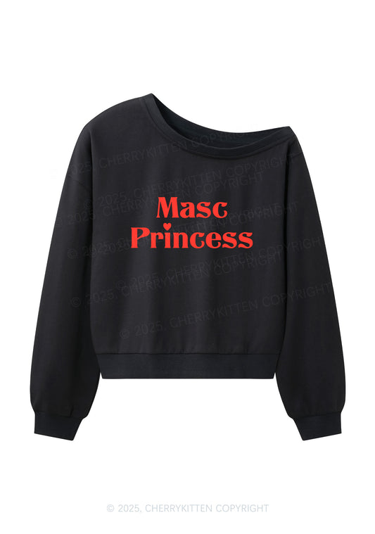Masc Princess Pride Y2K Off Shoulder Sweatshirts Cherrykitten