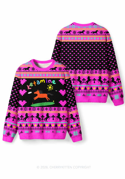 Orange Pony Y2K Christmas Knit Sweatshirt Cherrykitten