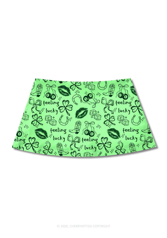 Feeling Lucky Graffiti St Patricks Y2K Print Mini Skirt Cherrykitten
