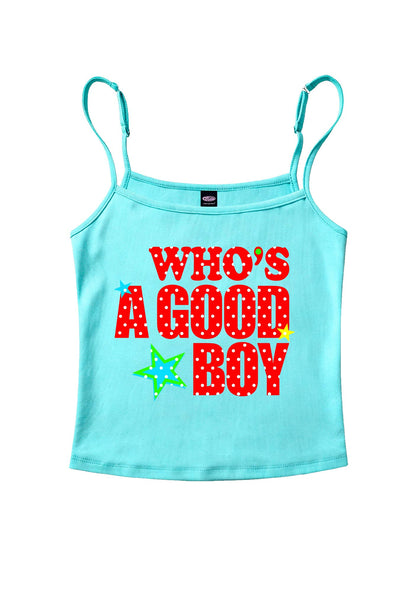 Whos A Good Boy Polka Dots Y2K Spaghetti Strap Cami Cherrykitten
