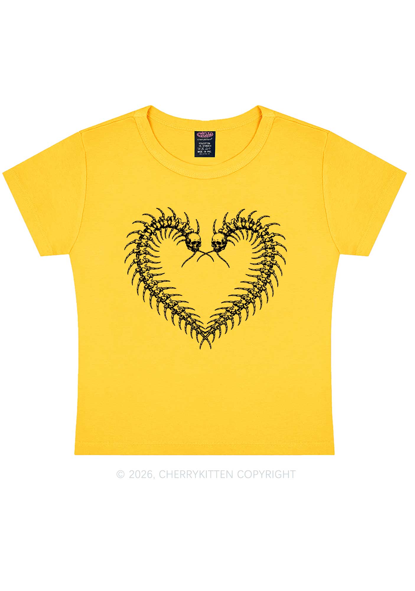 Halloween Centipede Heart Shape Y2K Baby Tee Cherrykitten