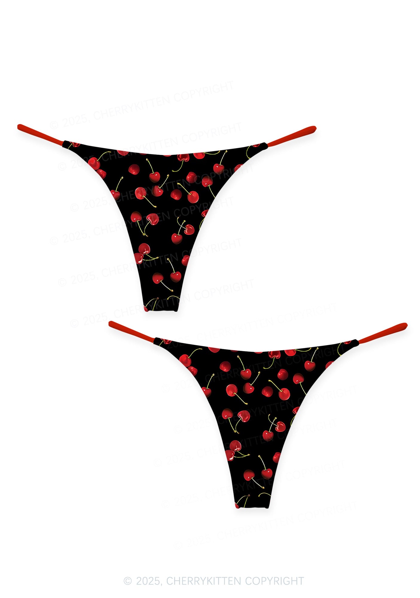 Black Cherry Valentine's Day Y2K Print Couples Thong Set Cherrykitten