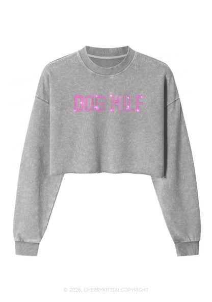 Rhinestone Dog Mxxf Y2K Crop Washed Sweatshirts Cherrykitten