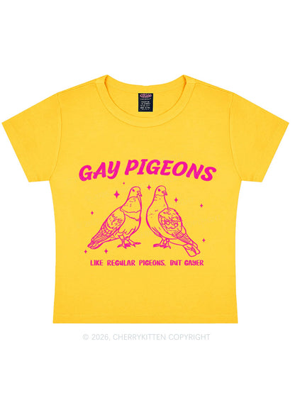 Gay Pigeons Pride Y2K Baby Tee Cherrykitten