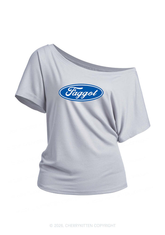 Faggot Pride Y2K Off Shoulder Tee Cherrykitten