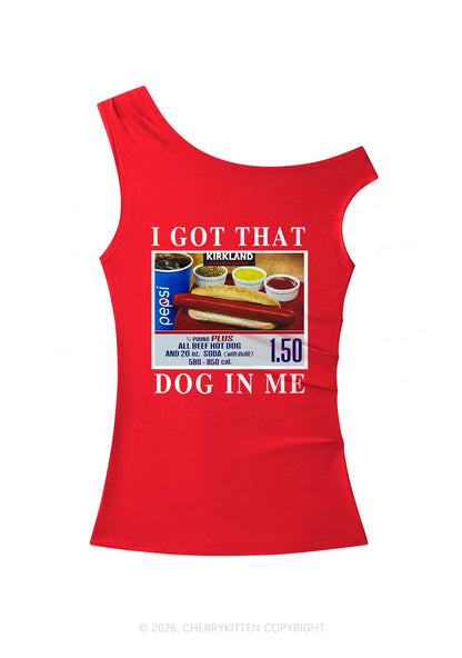 I Got That Hot Dog In Me Y2K Off Shoulder Tank Top Cherrykitten