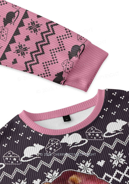 Pink Ratz Y2K Christmas Knit Sweatshirt Cherrykitten