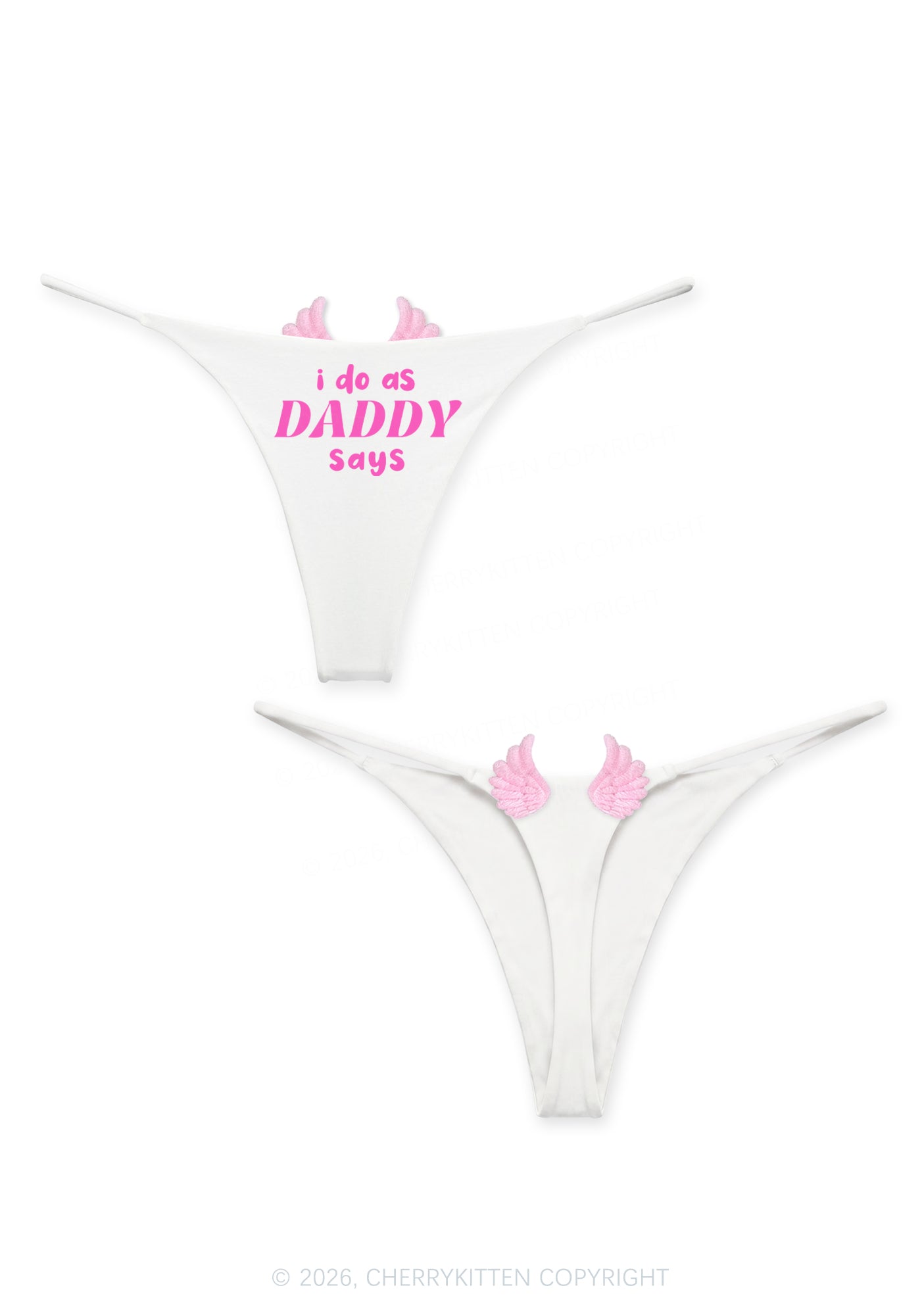 I Do As Daddy Says Y2K Goth Angel Wings Bikini String Thong Cherrykitten