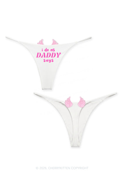 I Do As Daddy Says Y2K Goth Angel Wings Bikini String Thong Cherrykitten