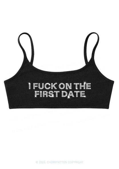 Rhinestone Fxxk On First Date Y2K Super Crop Cami Cherrykitten