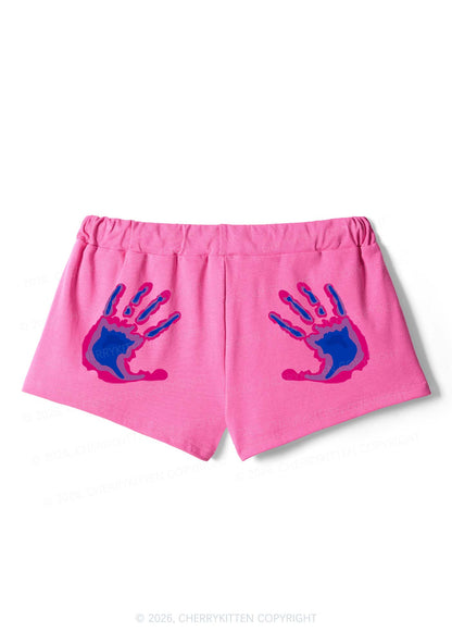 Bisexual Thermal Hands Pride Y2K Drawstring Mini Shorts Cherrykitten
