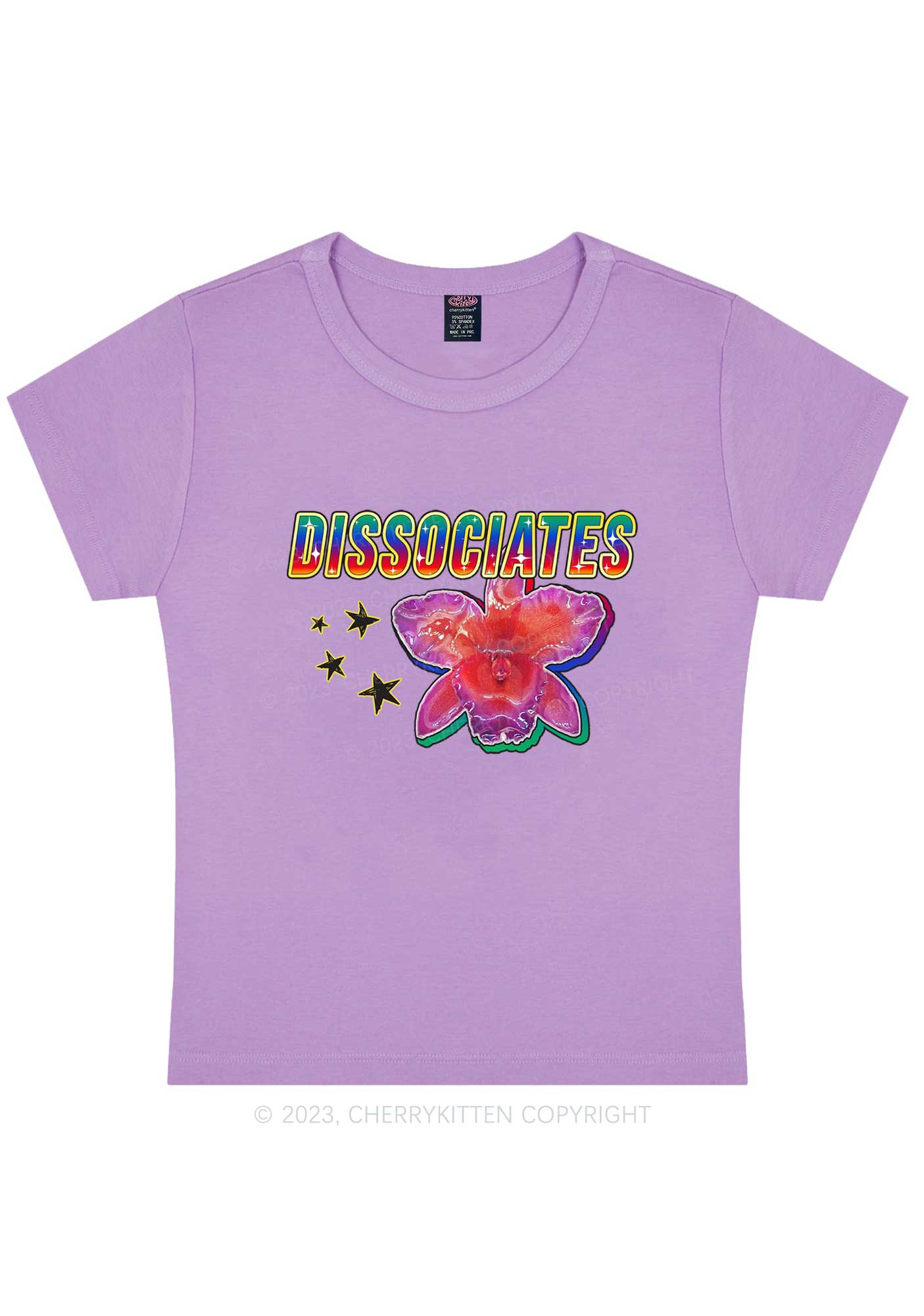 Curvy Dissociates Flower Y2K Baby Tee Cherrykitten