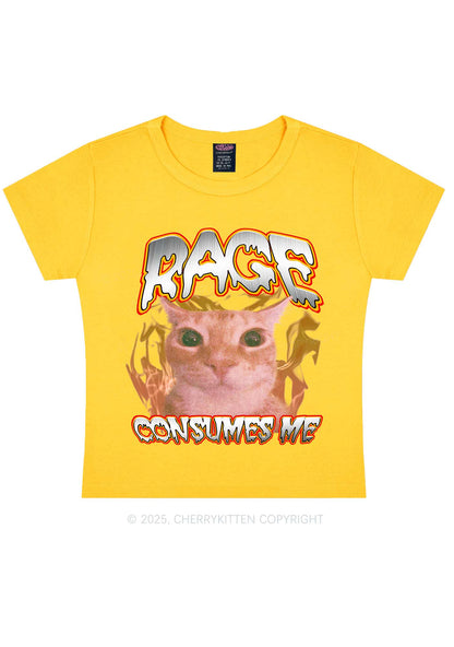 Rage Consumes Me Cat Y2K Baby Tee Cherrykitten