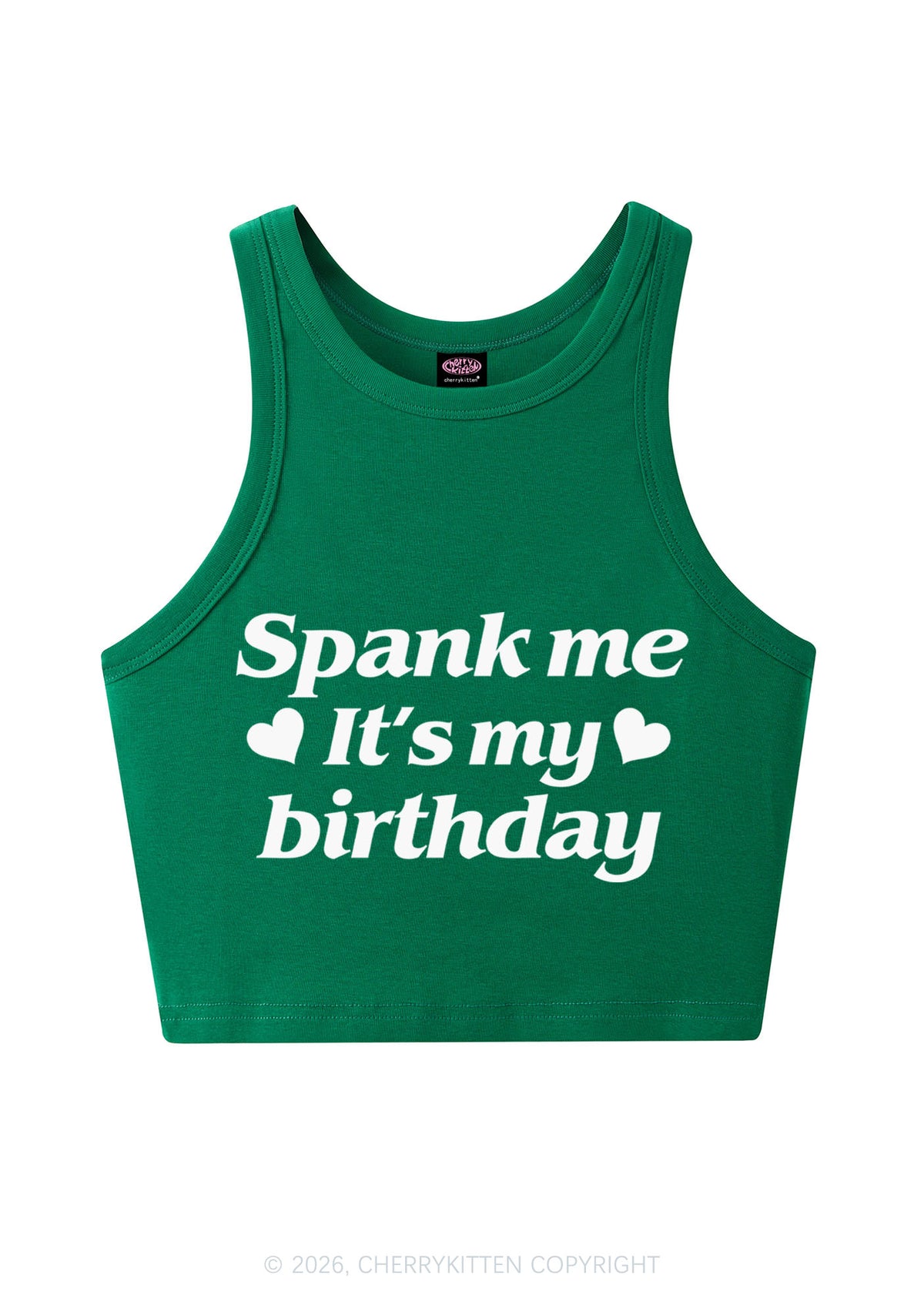 Spank Me Its My Birthday Heart Y2K Crop Tank Top Cherrykitten