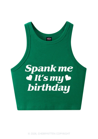 Spank Me Its My Birthday Heart Y2K Crop Tank Top Cherrykitten