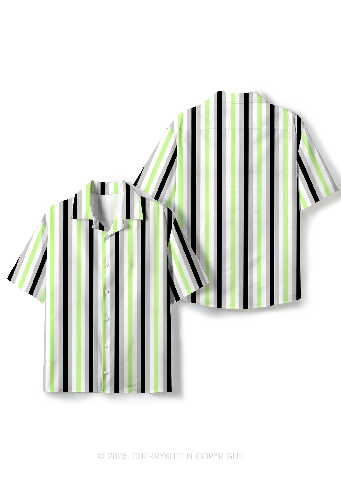 Agender Flag Pride Y2K Print Hawaiian Shirt Cherrykitten