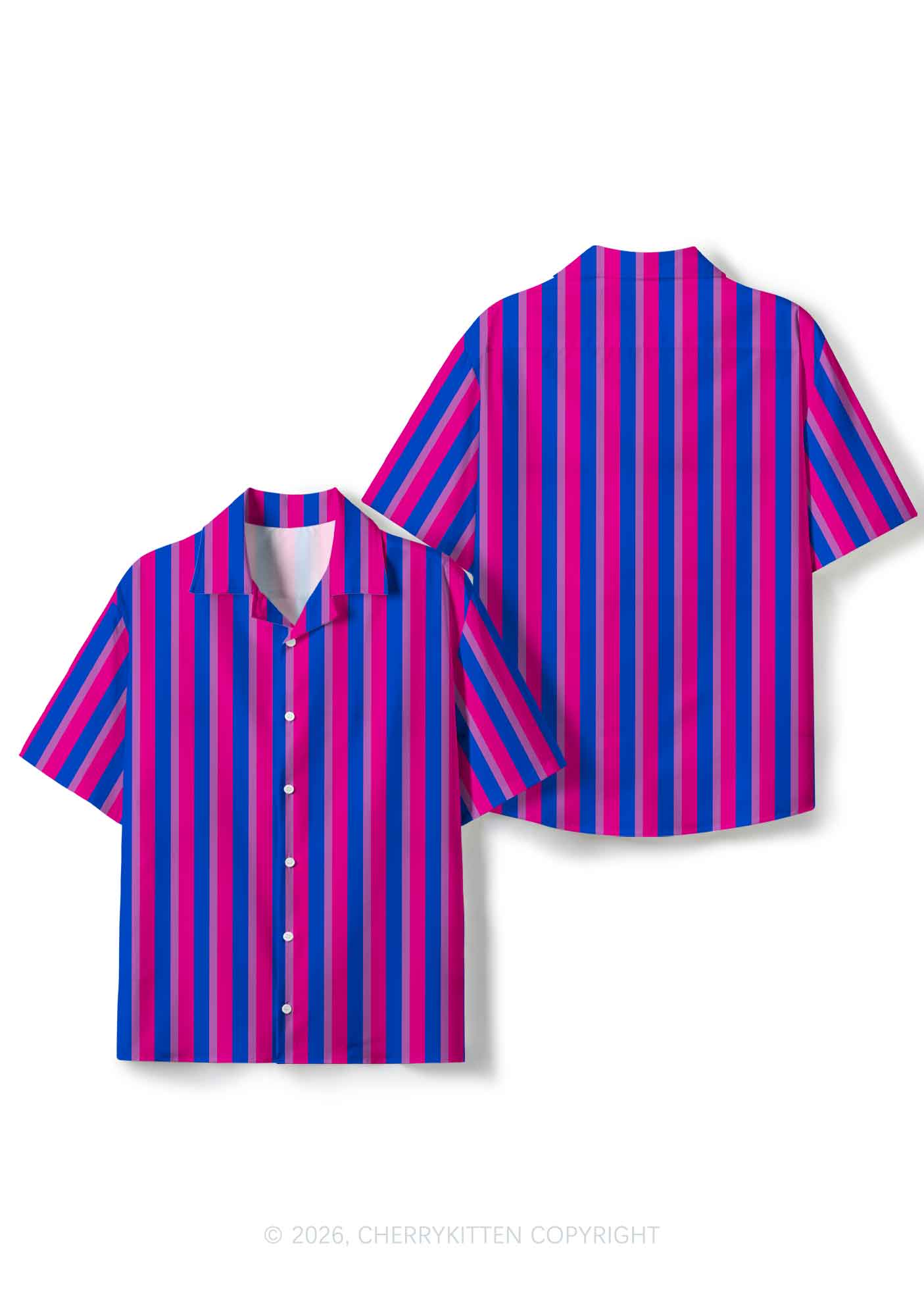 Bisexual Flag Pride Y2K Print Hawaiian Shirt Cherrykitten