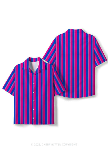 Bisexual Flag Pride Y2K Print Hawaiian Shirt Cherrykitten