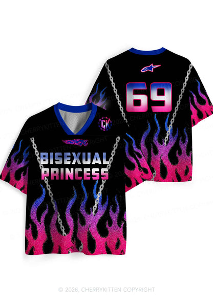 Bisexual Princess Flame Pride Y2K Sport Jersey Shirts Cherrykitten