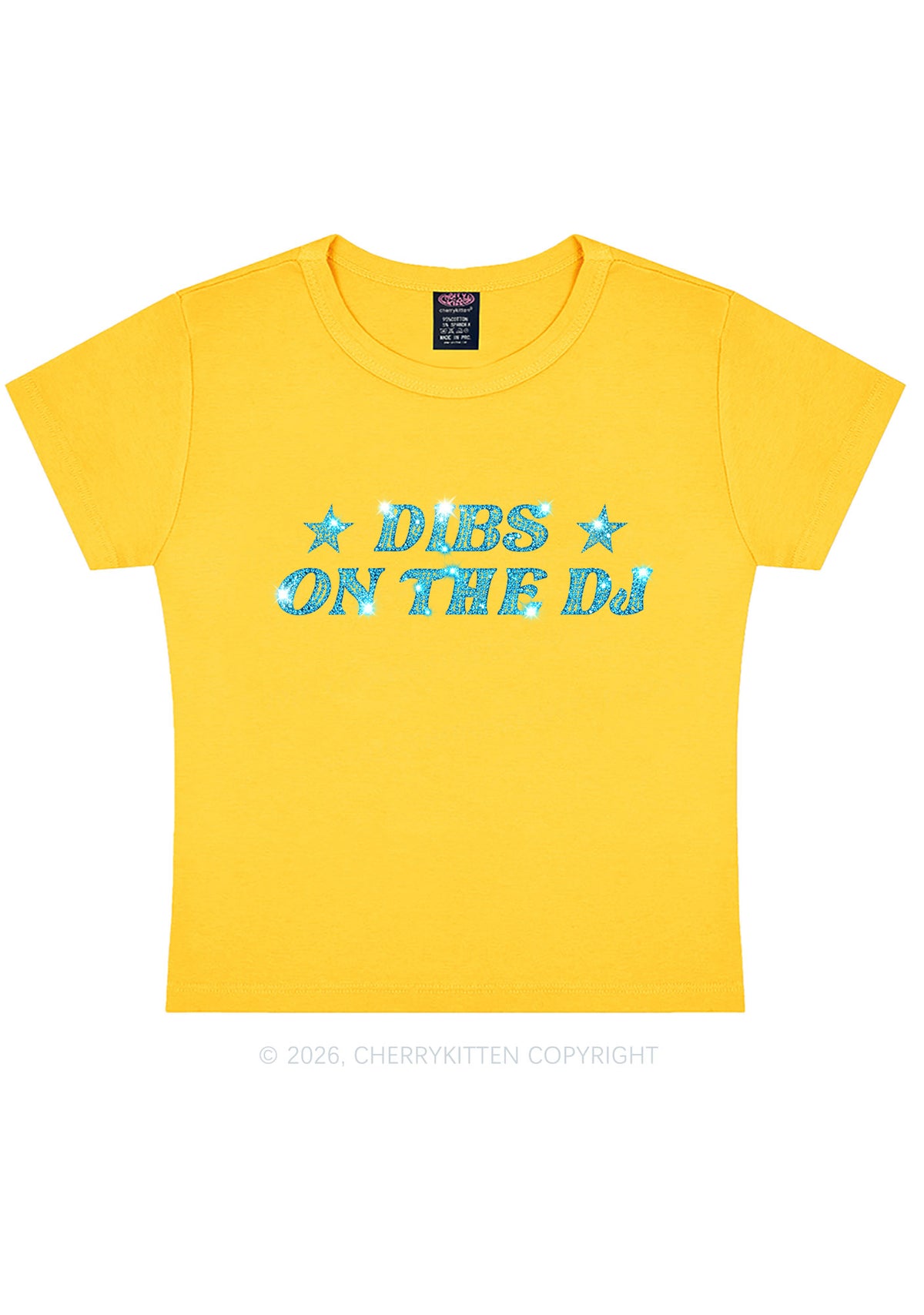 Rhinestone Dibs On The Dj Y2K Baby Tee Cherrykitten