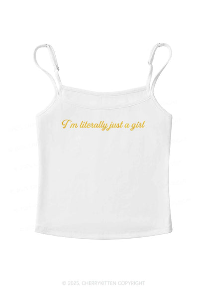 Glitter Literally Just A Girl Y2K Spaghetti Strap Cami Cherrykitten