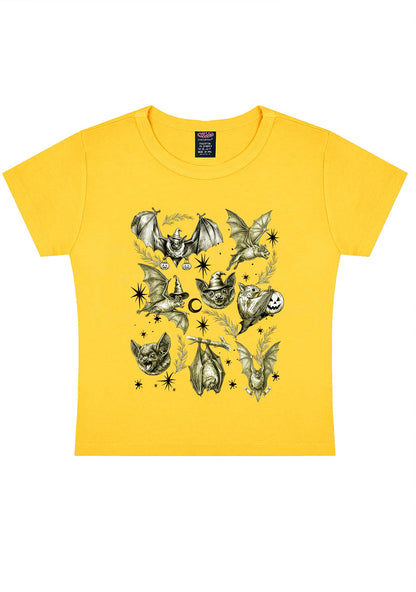 Halloween Bat Wizard Hat Y2K Baby Tee Cherrykitten