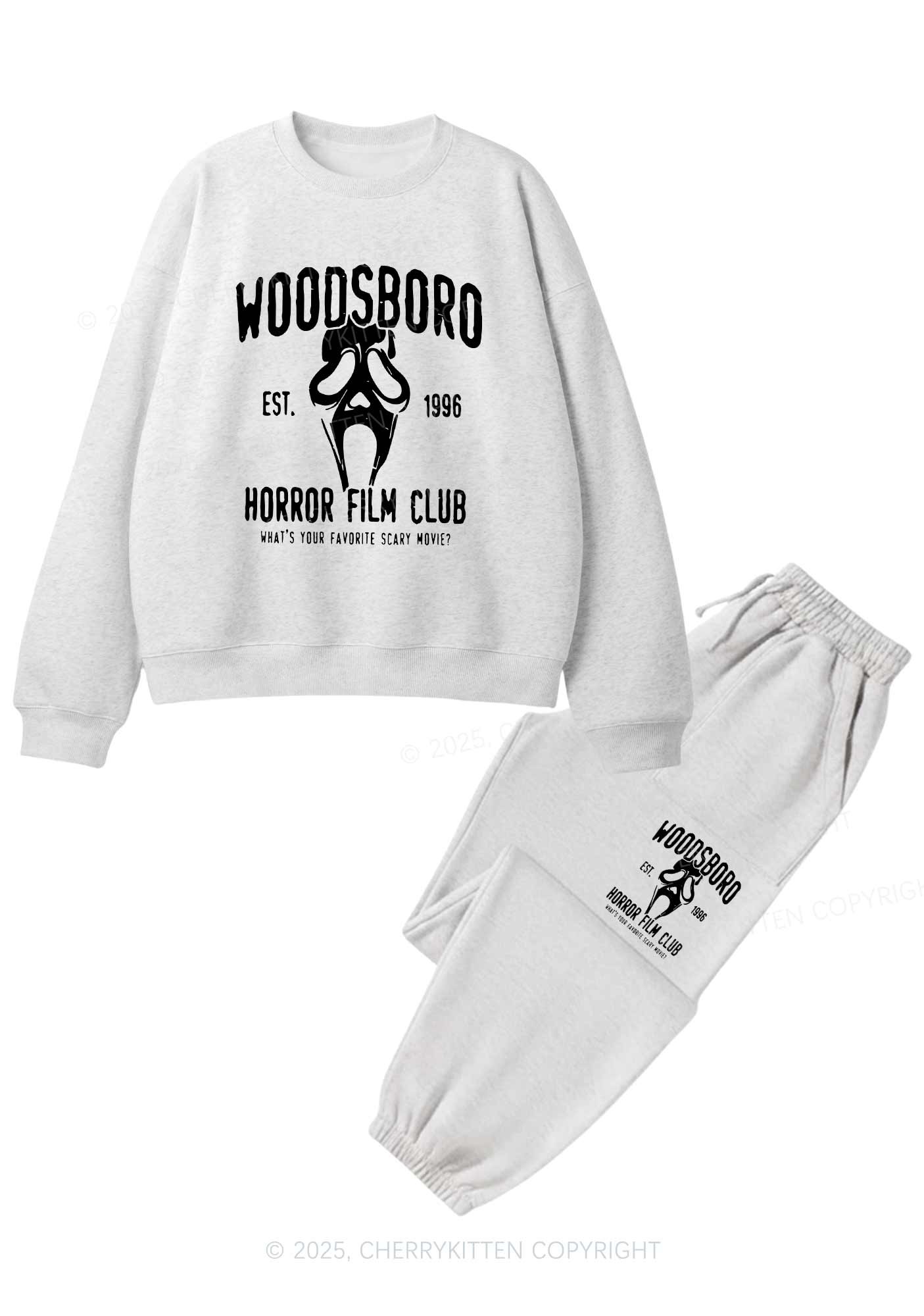 Halloween Horror Film Club Y2K Fleece Sweatshirts Set Cherrykitten